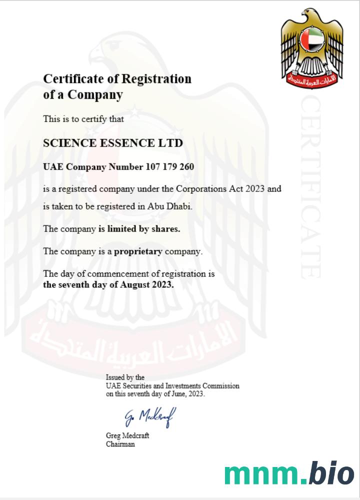 ZEA business registration vcertyfikat Word i szablon PDF